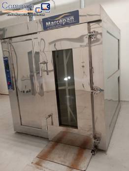 Horno rotatorio de doble carro en acero inoxidable, Marcepan, con calefacci�n por pellets.